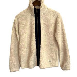 Frey and Co ivory fleece zippered jacket women XS